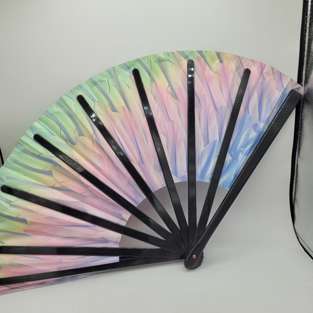13 Inch Bright Colored Fan Mrs Roper Fan - Picture 2 of 7